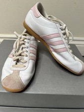 Scarpe da ginnastica Adidas Rekord bianche rosa UK 5 made in Germany vintage anni 80 originali