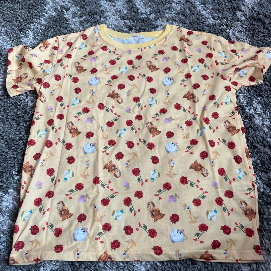 Camiseta de manga corta de algodón amarillo de Disney La Bella y la Bestia M