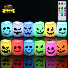 Halloween Flameless Candles Color Changing with Remote Timer, Halloween Decorati