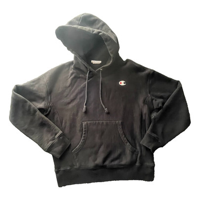 Champion Men's Small Hoodie black Reverse weave petite pullover string pocket