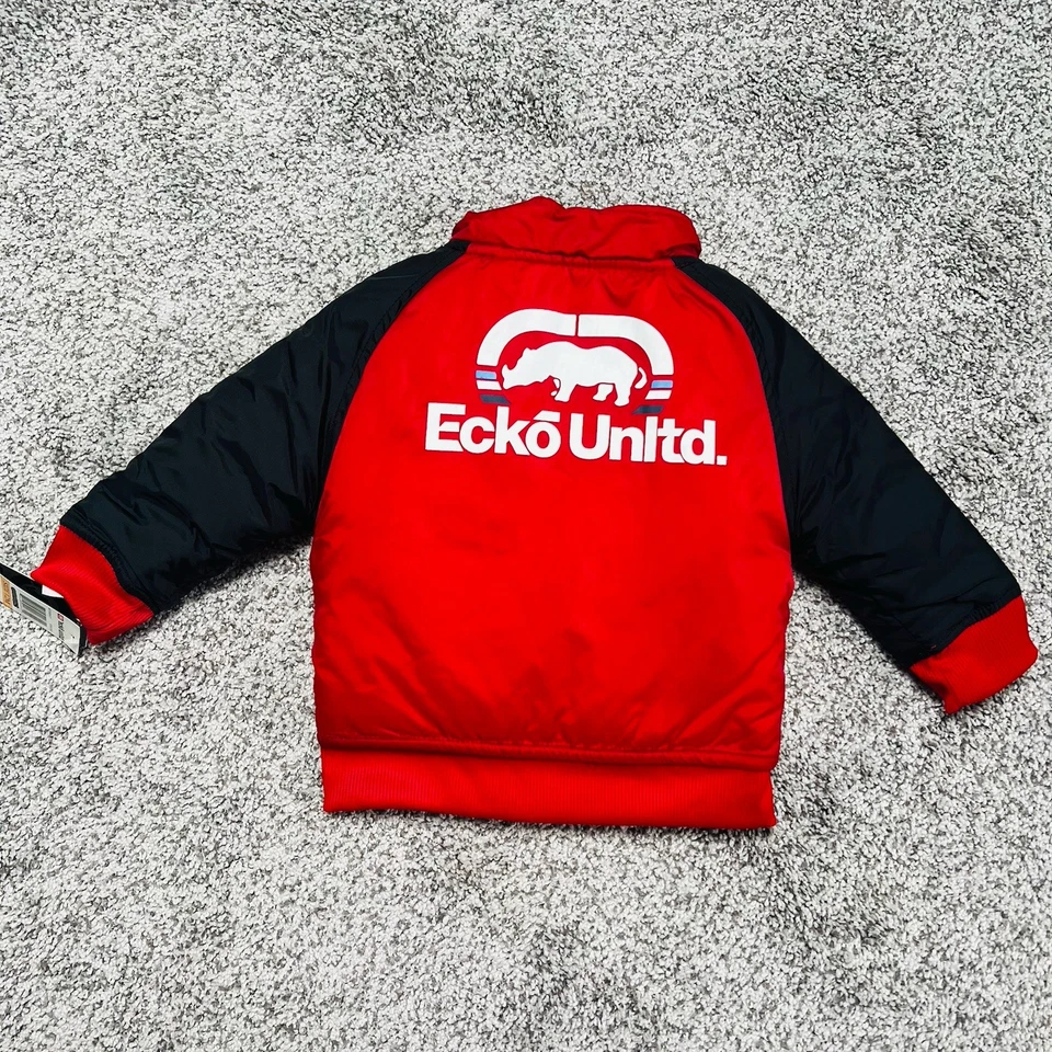 NUEVO CON ETIQUETAS Ecko Unlimited Rojo Negro Chaqueta Bomber Juvenil Bebé Niño Pequeño Talla 12 Meses Foto 2 de 4