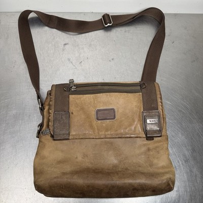 TUMI Alpha Bravo Beale Mini Messenger Bag  - Brown Leather Canvas Discontinued
