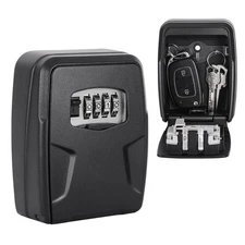 Key Lock Box Wall Mounted, 5 Keys Capacity, Key Safe Security Storage Lock Bo...
