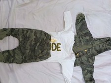   3-Piece Baby Boy Camo Outfit Set  Hoodie Jacket, Pants  "Little Dude" Bodysui