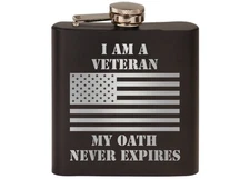 Rogue River Tactical USA American Flag Veteran Oath Stainless Steel Hip Flask...