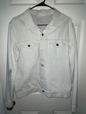 ENTITY X KICKSTQ White Denim Jacket Cone Mills Distressed 11oz
