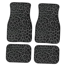 Green Leopard Print Car Floor Mats Universal Abstract Cheetah Pattern Black