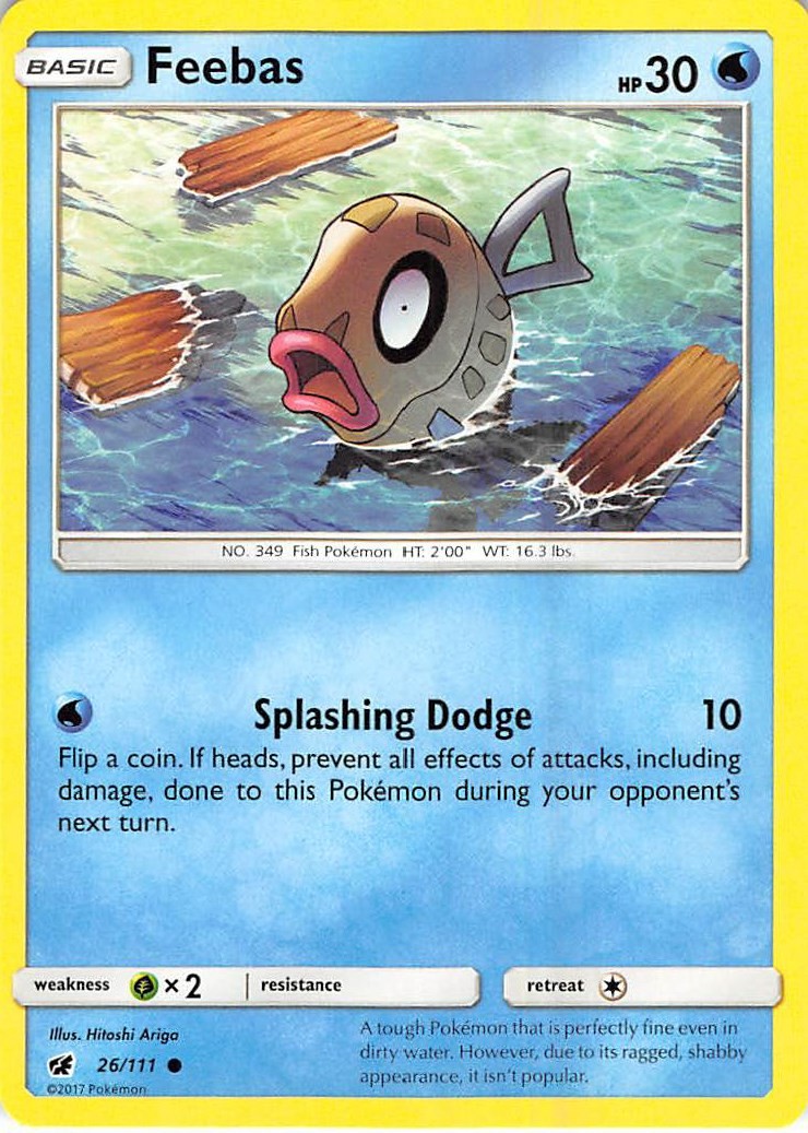 Feebas (26/111) Reverse Holofoil Common NM SM04 SM - Crimson Invasion Pokemon...
