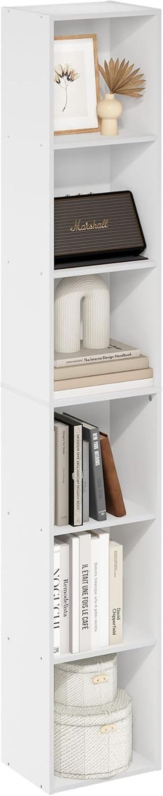 LUDER Book Shelf, 6-Tier Tall Modern Bookshelf, Bookcase wit
