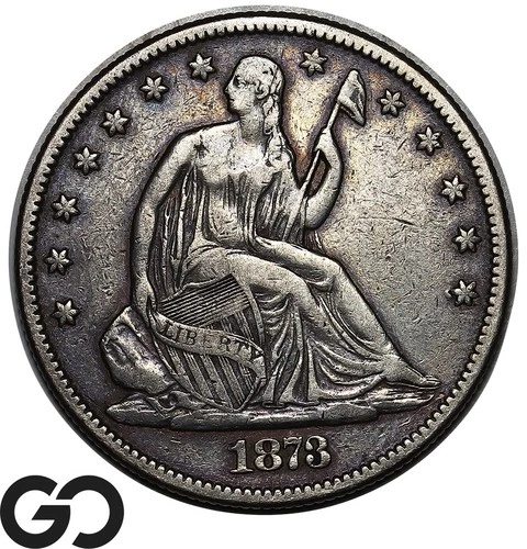 1873 Seated Liberty Half Dollar, Closed 3, Choice XF Tougher Type Coin!