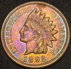 1892 Indian Head Cent - Heavily Toned Better Date - FREE SHIPPING