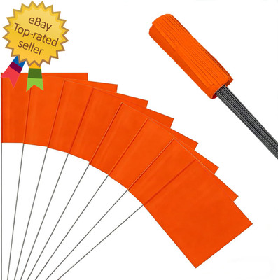 50Pack Orange Marking Flags,  15X4X5 Inch Marker Flags Use for Yard & Lawn, Boun