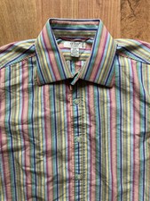 VTG Y2K Guess Long Sleeve Button Up Mens L Multicolor Striped Shirt Cotton Blend