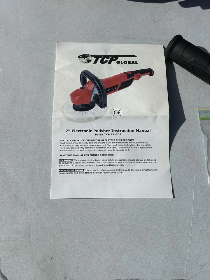 TCP Global EP-508 7” Variable Speed Polisher 12A 1200W Pro Tool New Open - Image 3 of 4
