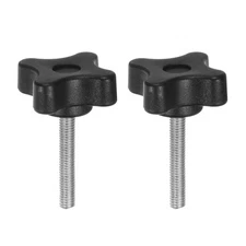 2pcs Star Knobs M5 x 30mm Metric Threaded Stud 32mm 4-Point Head Clamping Screws