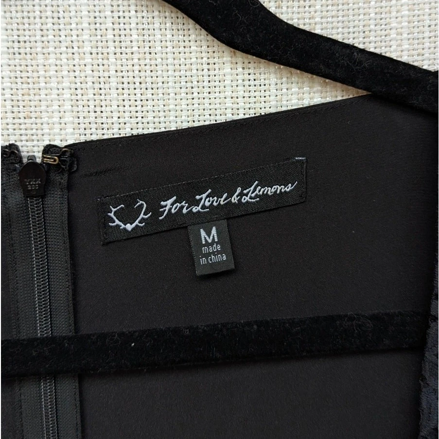 For Love & Lemons Kate Black Silk Blend Long Sleeve Mini Dress, size M - Image 4 of 4