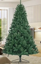 New 6ft Artificial Green Christmas Tree Foldable Metal Base Easy to Assemble