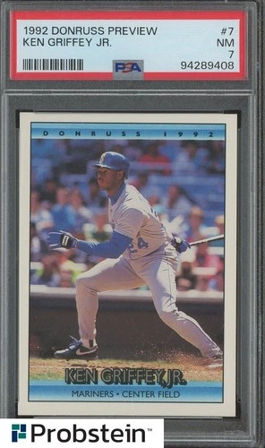 1992 Donruss Preview #7 Ken Griffey Jr Seattle Mariners HOF PSA 7 NM
