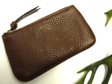 GUCCI Coin Case Key Pouch Mini Wallet with Key Ring Brown Leather Made in Italy