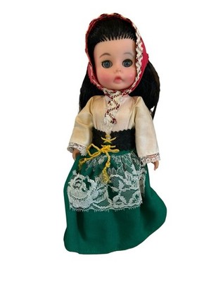 Vintage Crolly Doll Red Bonnet Cinderella Shoes Size 3 - 11  Tall Black Hair