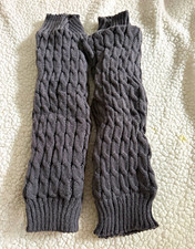 Women&rsquo;s Gray Cable Knit Thermal Knee High Leg Warmers Acrylic One Size 1 Pair
