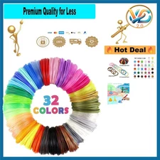 32 Colors 3D Pen PLA Filament Refills – Mixed Color Pack, 320 Feet Total