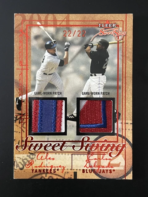 2004 Fleer Sweet Sigs Red Albert Pujols Alex Rodriguez Carlos Delgado /22 Patch