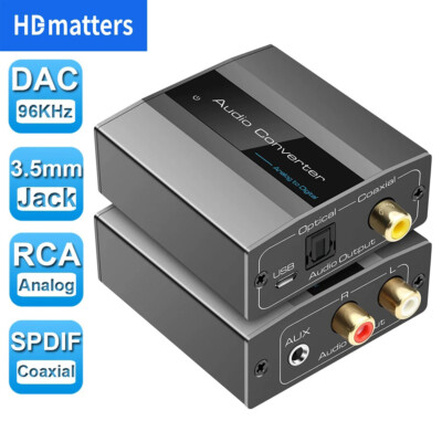 Analog zu Digital Audio Konverter DAC L/R 3,5mm Stereo Audio zu Optical Toslink