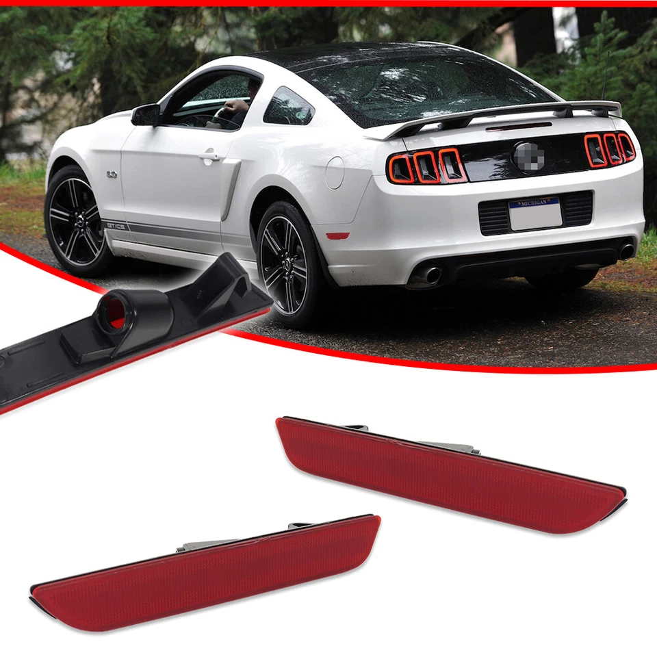 Parachoques trasero con lente de plástico rojo para Ford Mustang 2010-2014 carcasa de luz de marcador lateral Foto 2 de 4