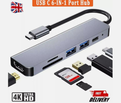 6 in 1 Multiport Typ-C Dockingstation Hub OTG Adapter 4K HDTV Macbook Pro/Air