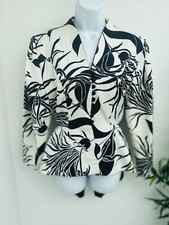 Vintage "roots"  Womens Jacket Shoulder Pads Bow Uk 10 Unique 80's Black White