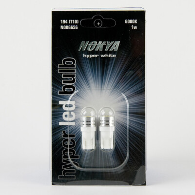 Nokya 194 T10 / 168 1W LED Bulb 6000K Hyper White NOK6656, Pack of 2