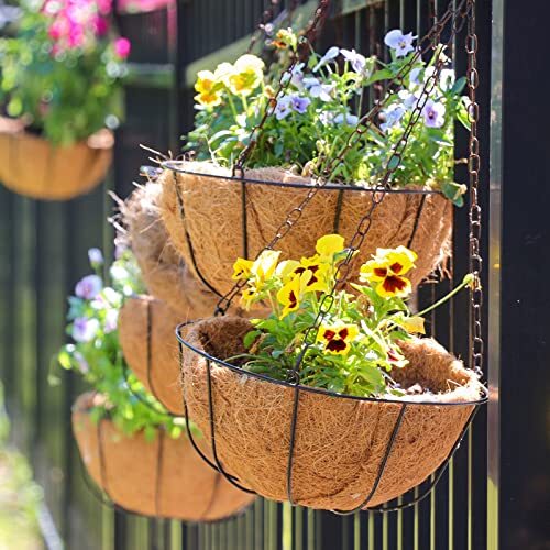 Pcs Coconut Hanging Basket Liners 14 Inch, Sturdy Round Coco Liners 14