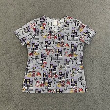 Disney Top Womens Small Scrub Mickey Mouse Halloween Nurse Cute Dad