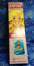 1983 Mattel Barbie Album Stickers Hanging Box Mint 6 Strip 36 stickers