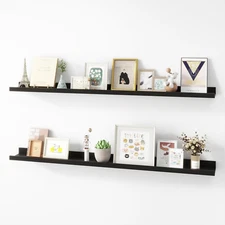 Picture Ledge Shelf, Wood Long Floating Shelves for Wall, Set of 2, 48 Inch Pict