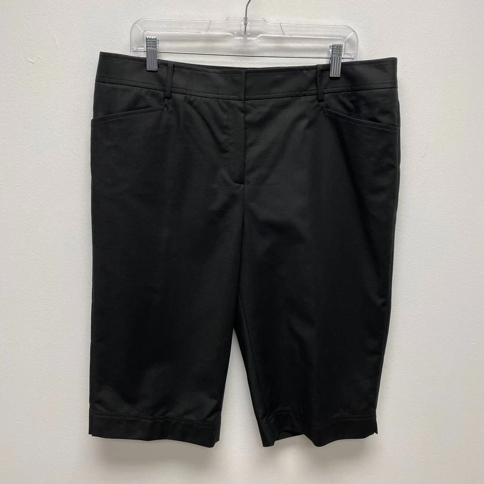 Lafayette 148 New York Black Gus Mayer High Rise Stretch Bermuda Shorts 14 $258