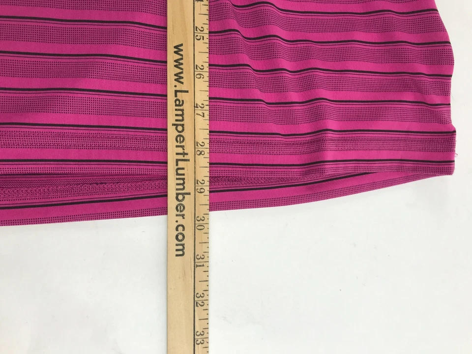 Pebble Beach Performance Polo Shirt Men's Size Large Pink Striped 1/4 Button Up - Image 4 of 4