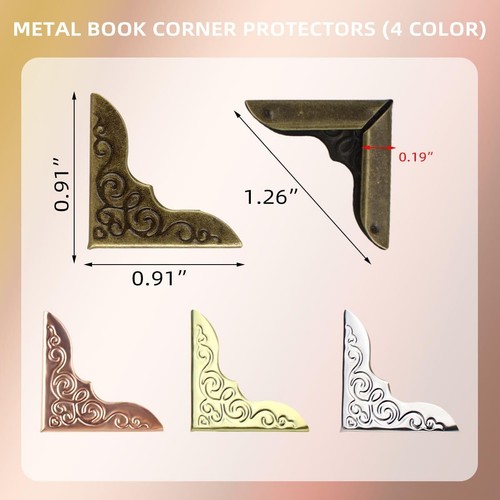 80 Pcs Metal Book Corner Protectors Iron Album Photo Corners for Scrapbook - Picture 3 of 7