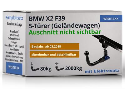 ANHÄNGERKUPPLUNG für BMW X2 F39 ab 18 vert. abnehmbar BRINK +13pol E-Satz BRINK