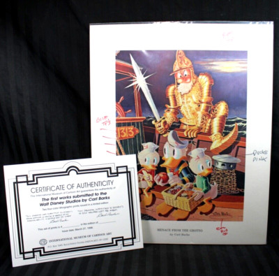 CARL BARKS STUDIOS Authentic 1st PROOF Concept Art Disney's - MENACE FROM GROTTO
