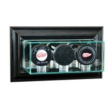 Wall Mounted Hockey Puck Display Case UV Protected Glass Triple Puck  Showcase