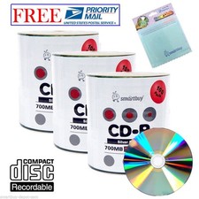 300 Smartbuy 52X CD-R 700MB Shiny Silver Record Disc  FREE Micro Fiber Cloth
