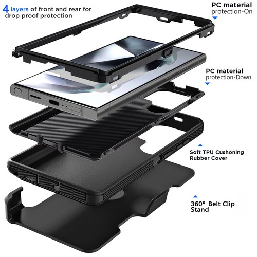 Custodia ibrida resistente per Samsung Galaxy S24 Plus/Ultra S24 FE clip da cintura - Foto 31 di 64