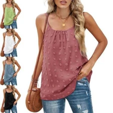 Womens Swing Flared Strappy Camisoles Vest Plus Size Top 6-14 Ladies Tops