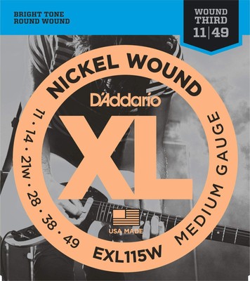 D'Addario EXL115 Nickel Wound Electric Guitar Strings Medium/Blues-Jazz Rock W..