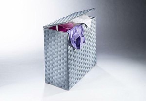 Wäschekorb 2 Fach Sortierer aus Nylon grau mit zwei Fächern " Neue
