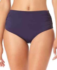 Anne Cole High Waist Shirred Anne Cole Bikini Bottoms Navy Small pmy0626c