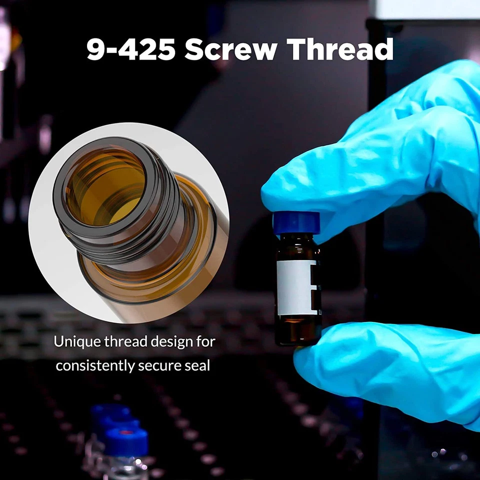 1000PCS 2mL Autosampler Glass Amber Vials PTFE Cap 9-425 Fits Agilent Thermo CTC - Image 3 of 4