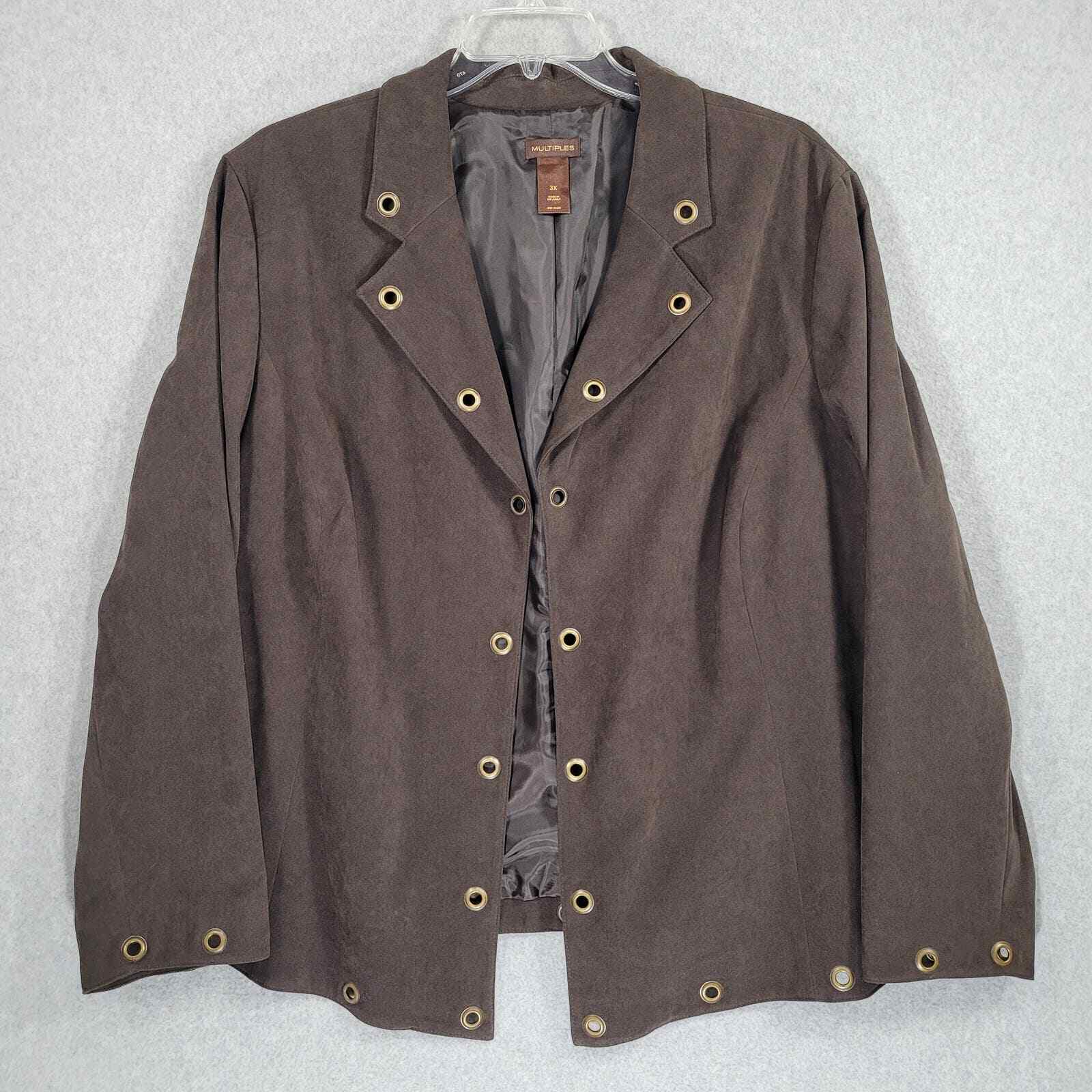 Multiples Jacket Womens 3X Brown Eyelets Grommets… - image 1